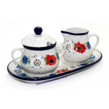 Cukiernica 0,2L+ mlecznik + tacka dek. 2510X Polskie Kwiaty